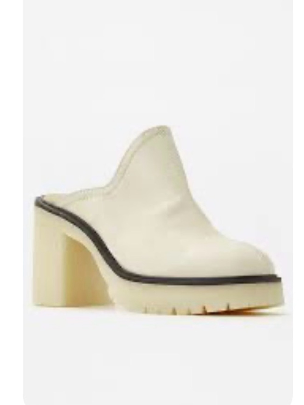 Free People Cream Platform Mule with Chunky Heel